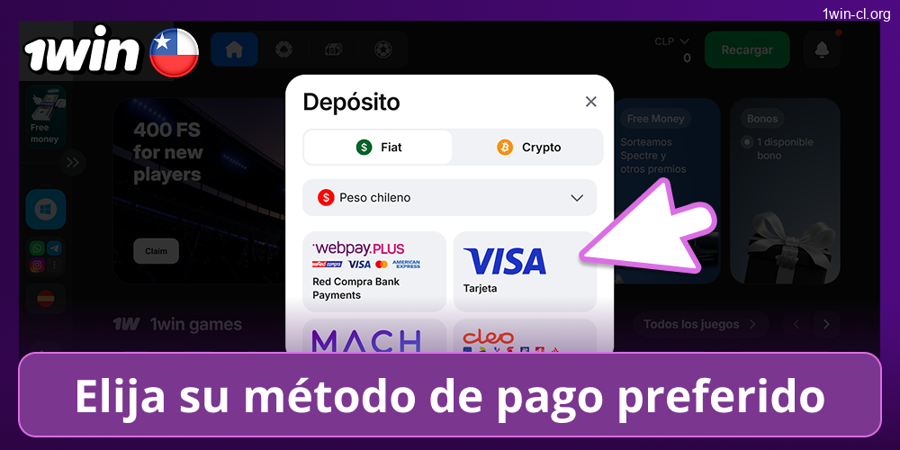 1win en Chile: Elegir método