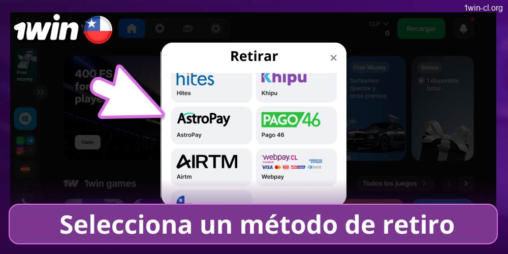 Retiros fáciles en 1win Chile