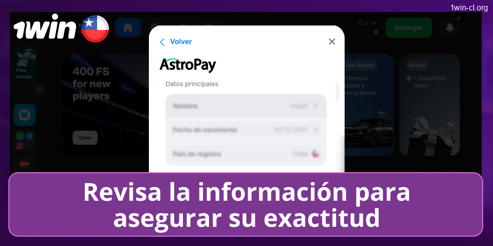 Revisar datos en 1win Chile