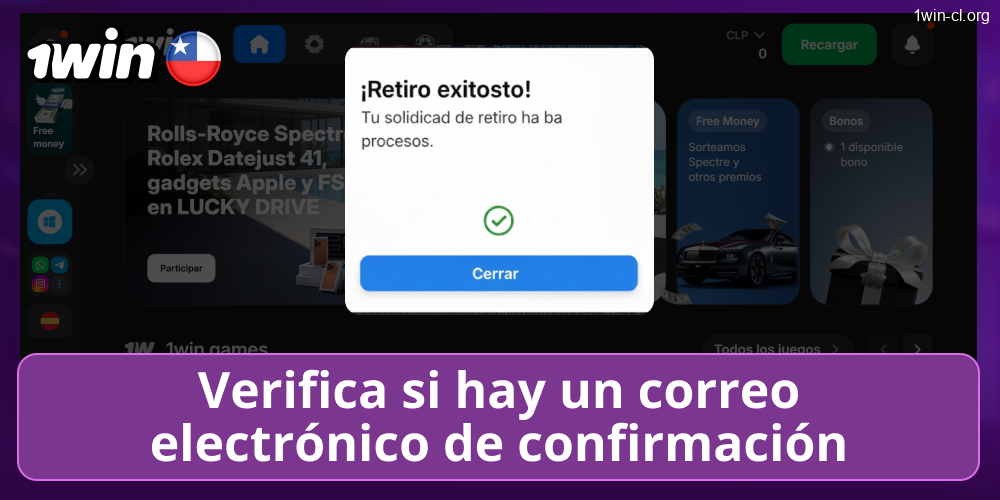 Email de confirmación 1win CL