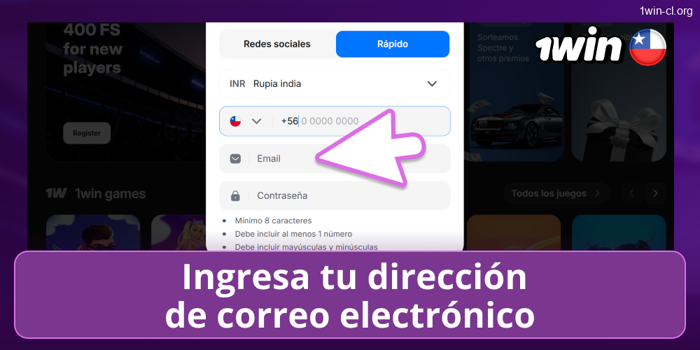 1win CL: Introduce tu correo